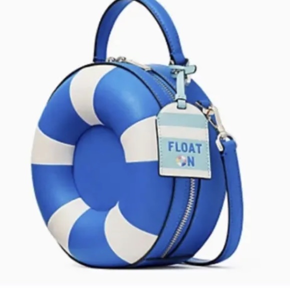Kate Spade Pool Float Crossbody NWT Blue White Round Handbag - Picture 3 of 10